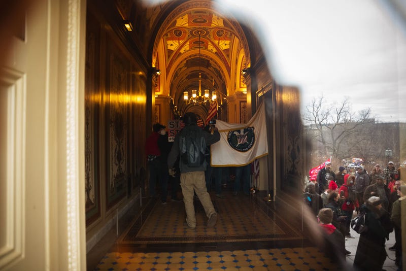 A pro-Trump mob is seen inside the U.S. Capitol Building after breaking into it