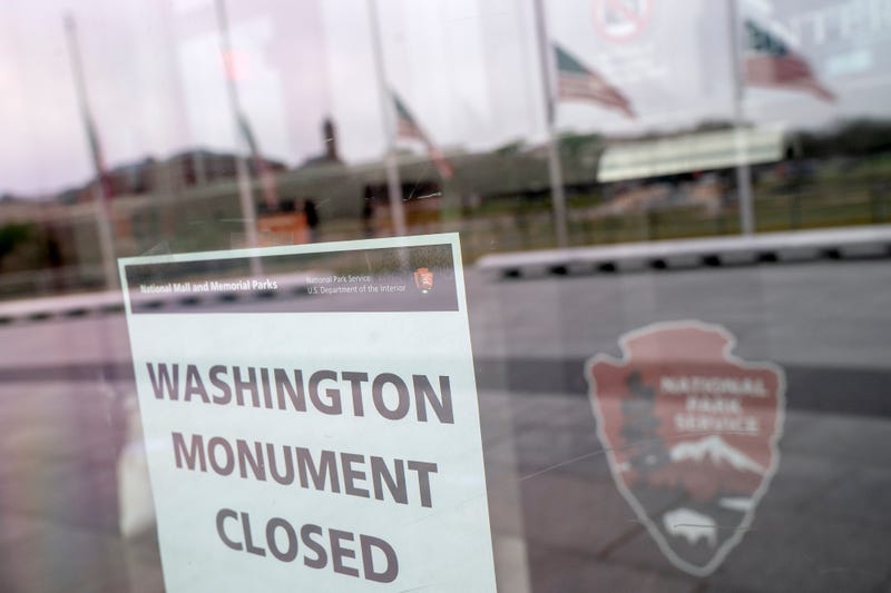 A closed sign is displayed at the Washington Monument on January 11, 2021 in Washington, DC.