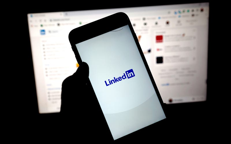 the LinkedIn app is seen on a mobile phone on January 11, 2021