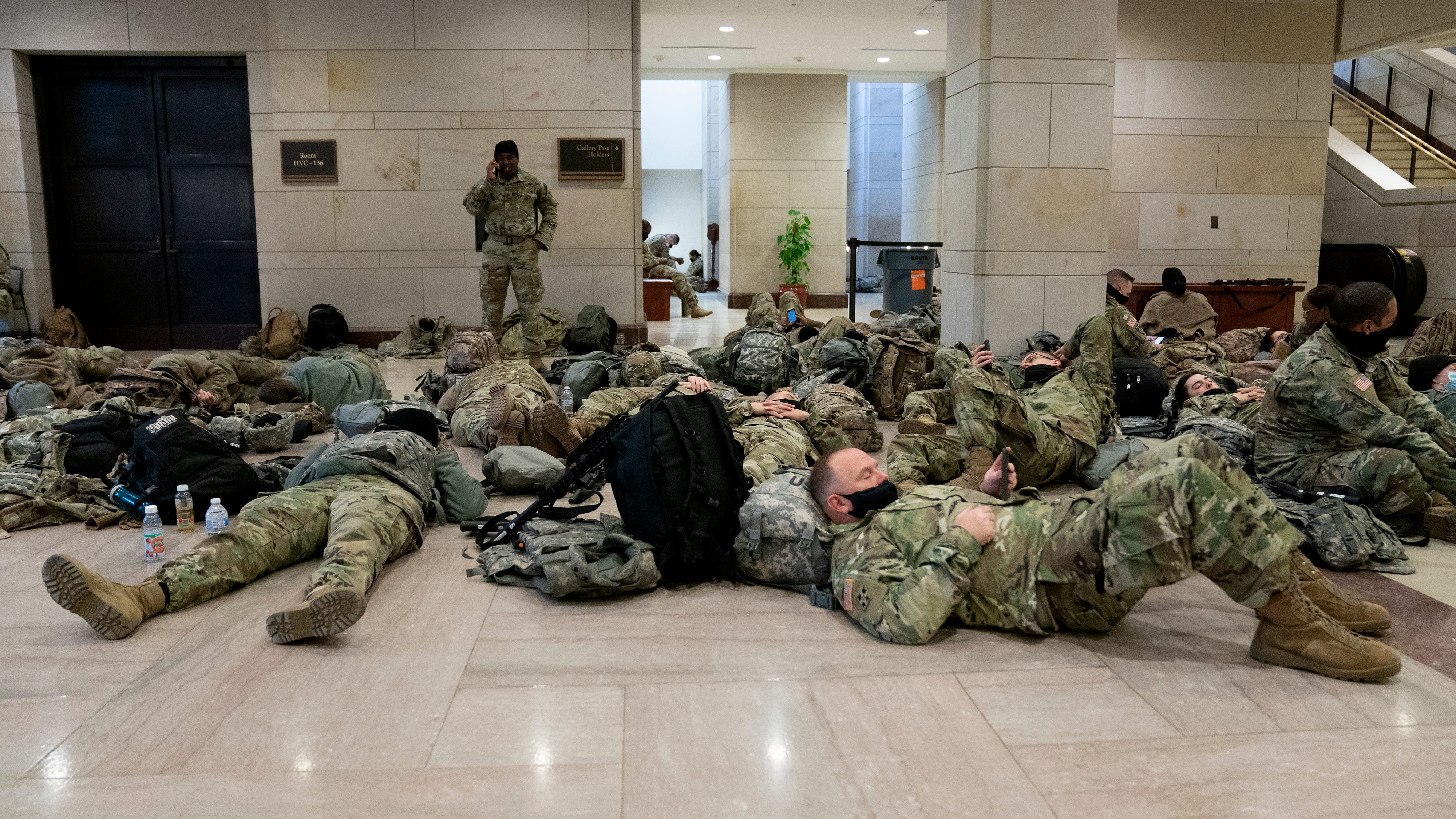 'Maintain vigilance:' National Guard security troops nap in the Capitol