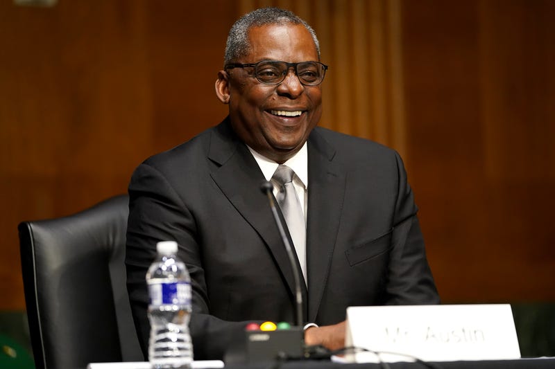 President-elect Joe Biden's nominee for Secretary of Defense, retired Army Gen. Lloyd Austin laughs at a joke made by Sen. Jack Reed (D-RI) at his confirmation hearing before the Senate Armed Services Committee at the U.S. Capitol on January 19, 2021 in Washington, DC. Previously Gen. Austin was the commanding officer of the U.S. Central Command in the Obama administration. (Photo by Greg Nash-Pool/Getty Images)
