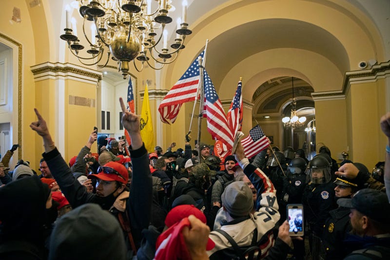 Supporters of US President Donald Trump protest inside the US Capitol on January 6, 2021, in Washington, DC.