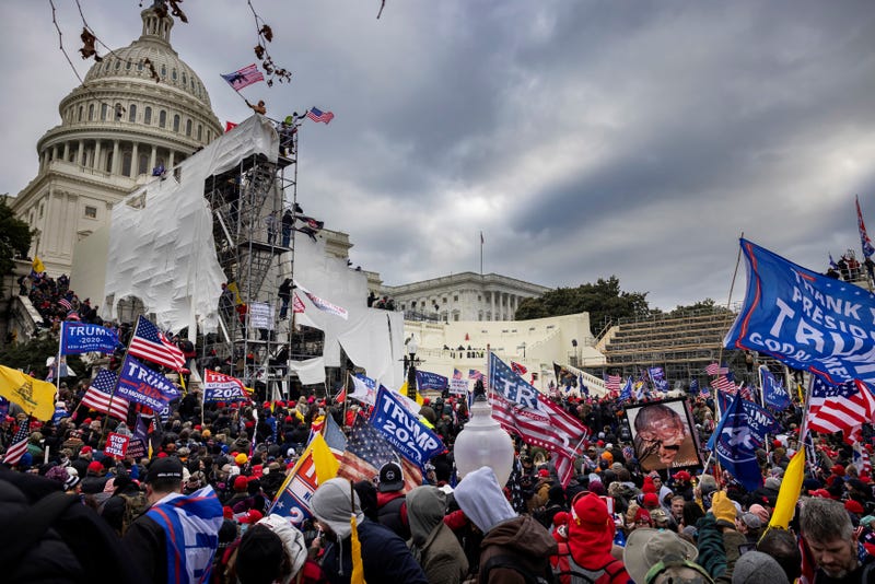 Trump supporters clash with police and security forces as people try to storm the US Capitol on Jan. 6, 2021, in Washington, DC.
