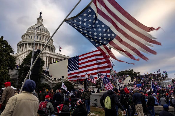 Pro-Trump protesters gather in front of the U.S. Capitol Building on January 6, 2021 in Washington, DC. 