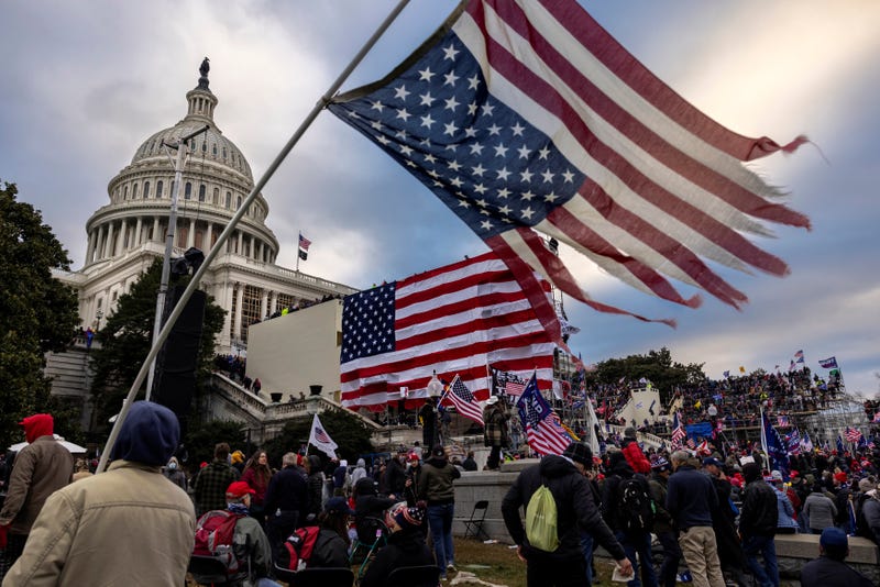 Pro-Trump protesters gather in front of the U.S. Capitol Building on January 6, 2021, in Washington, DC.
