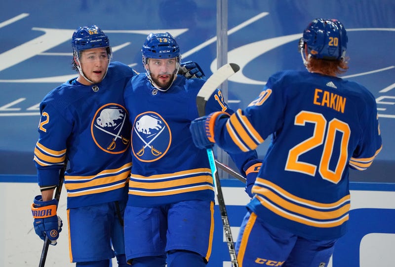 Brandon Montour, Tobias Rieder and Cody Eakin