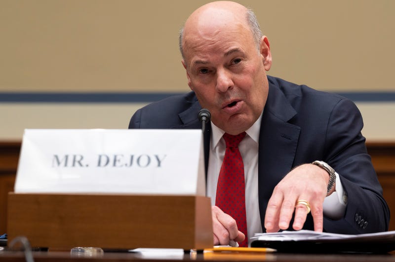 Postmaster General Louis DeJoy testifies during a House Oversight and Reform Committee hearing.