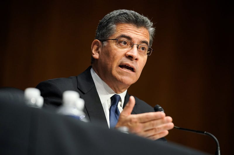 Xavier Becerra, nominee for Secretary of Health and Human Services, answers questions during his confirmation hearing before the Senate Finance Committee on Capitol Hill on February 24, 2021 in Washington, DC.