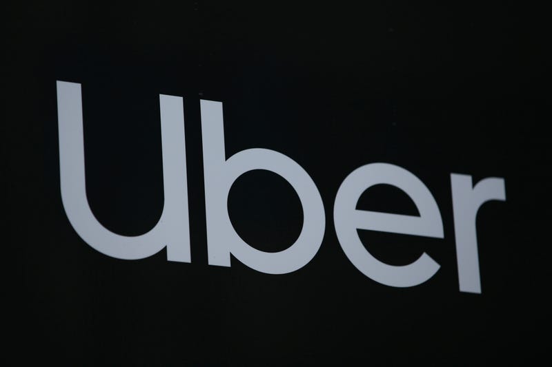A general view of the Uber logo on March 17, 2021 in London, England. Uber has agreed to classify its British drivers as workers. 