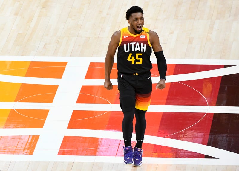 Jazz star Donovan Mitchell on the court.