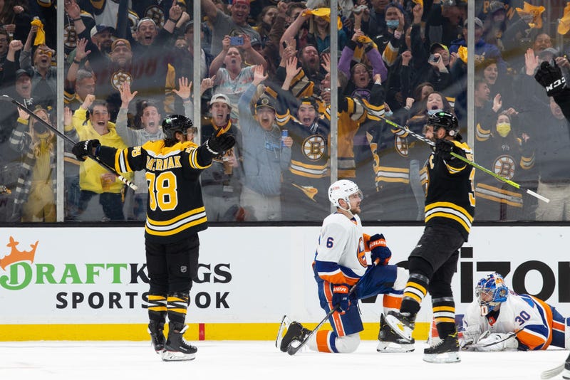 David Pastrnak celebrates a goal