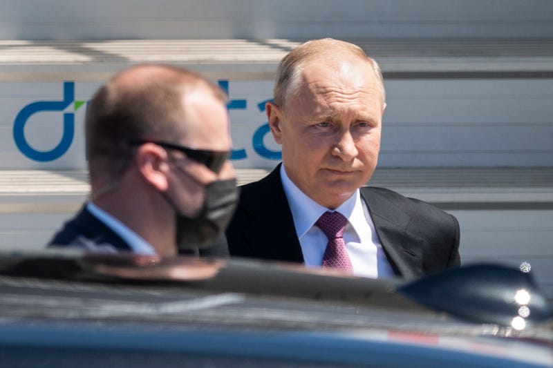 Russian President Putin arrives for the U.S.-Russia summit in Geneva.