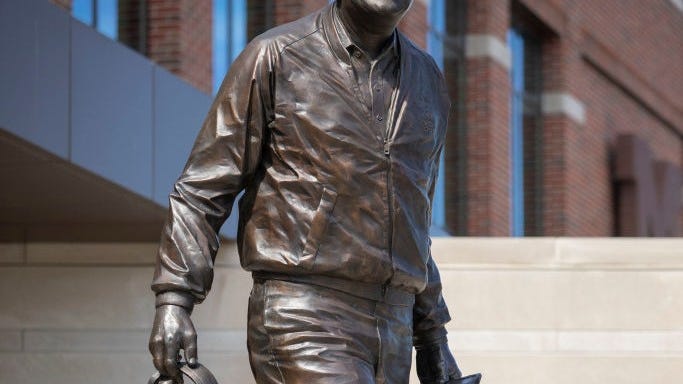 UM's Bo Schembechler statue vandalized in support of sexual assault survivors [PHOTOS]