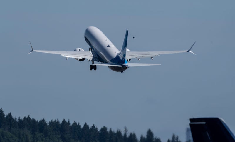 A Boeing 737 MAX 10 airliner makes its first flight at Renton Municipal Airport on June 18, 2021 in , Washington. The 737 MAX 10 is Boeing is newest model since regulators cleared the 737 MAX to fly again in November 2020.