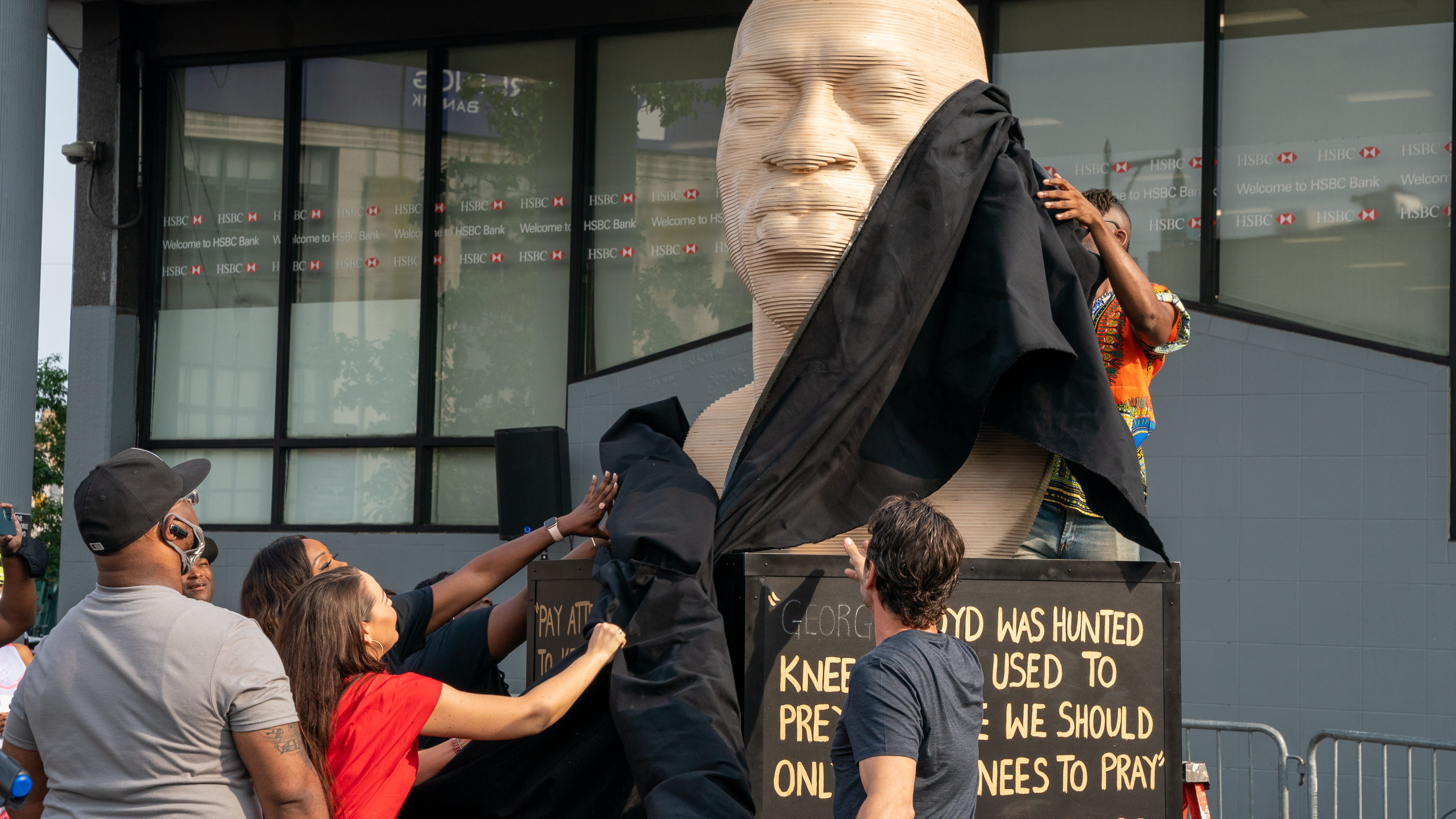 PHOTOS: George Floyd statue unveiled in Brooklyn on Juneteenth