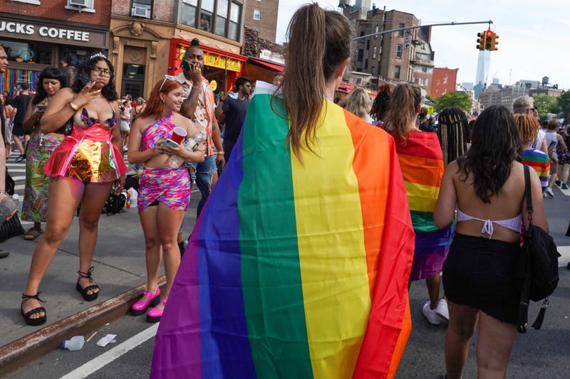 People participate in the Queer Liberation March on June 27, 2021, in New York City. The Queer Liberation March is an alternative Pride celebration free of police officers and major corporate sponsors.