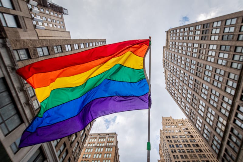  A rainbow flag seen flying at the narch.