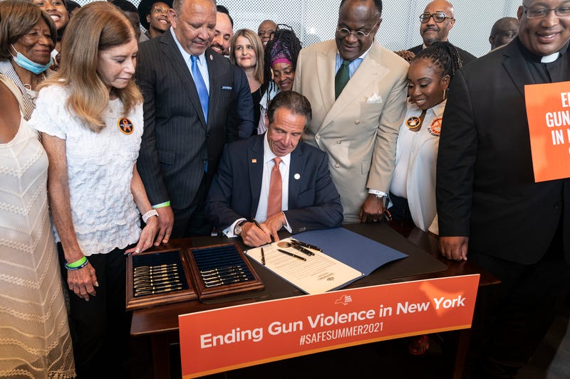 NEW YORK, UNITED STATES - 2021/07/06: Andrew Cuomo makes an announcement regarding gun violence in the state at John Jay College of Criminal Justice.