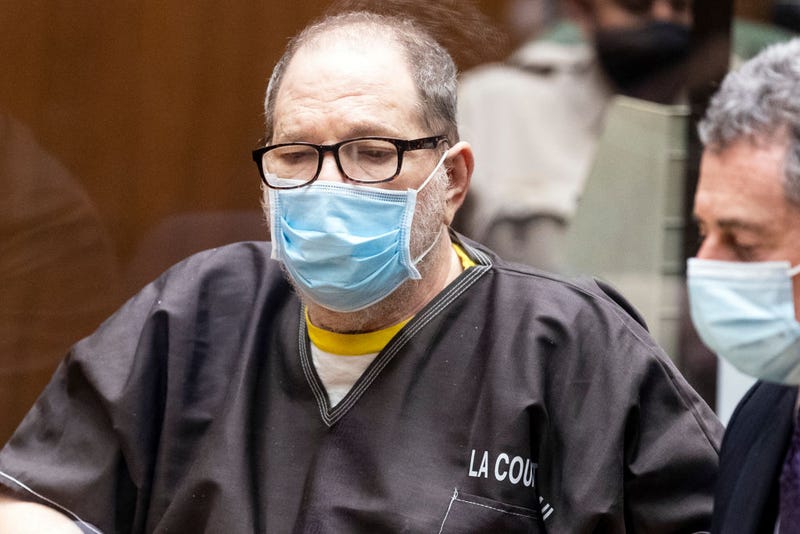 Former film producer Harvey Weinstein listens in court during a pre-trial hearing for Weinstein, who was extradited from New York to Los Angeles to face sex-related charges at Clara Shortridge Foltz Criminal Justice Center on July 29, 2021 in Los Angeles, California. Weinstein is being arraigned on multiple rape charges stemming from incidents from 2004-2013 involving five women. (Photo by Etienne Laurent-Pool/Getty Images)