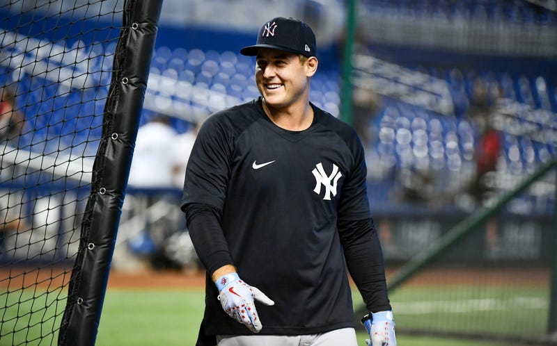 Anthony Rizzo #48 of the New York Yankees during batting practice before the start of the game against the Miami Marlins at loanDepot park on July 30, 2021 in Miami, Florida