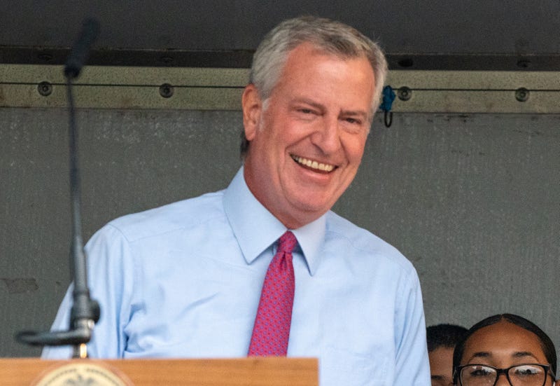 Then-Mayor Bill de Blasio in the Bronx on Aug. 3, 2021