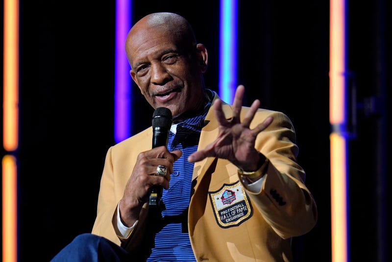 Drew Pearson answers a question, as members of the Pro Football Hall of Fame Class of 2021, participated in an enshrinees roundtable on August 8, 2021 in Canton, Ohio.
