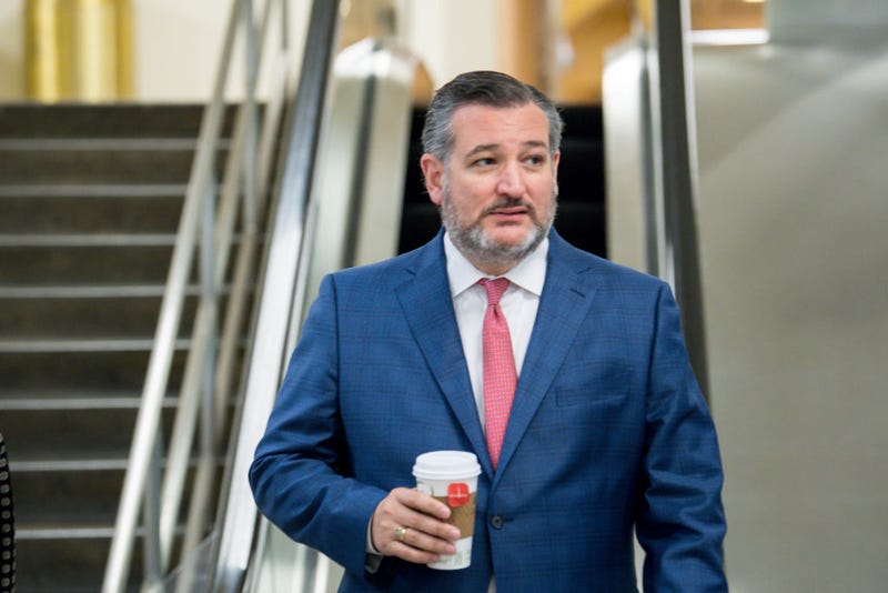 Sen. Ted Cruz (R-Texas) leaves the Capitol on August 9, 2021.