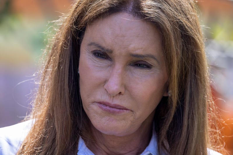 Caitlyn Jenner talks to reporters in Venice, Calif., about homeless issues as she campaigned to overthrow California Gov. Gavin Newsom in summer 2021.