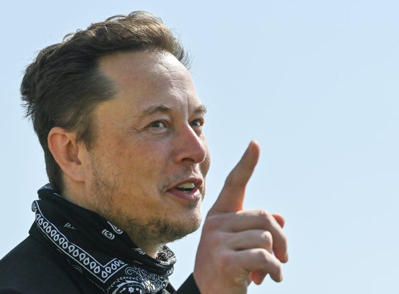 Tesla CEO Elon Musk talks during a tour of the plant of the future foundry of the Tesla Gigafactory on August 13, 2021 in Grünheide near Berlin, Germany. 