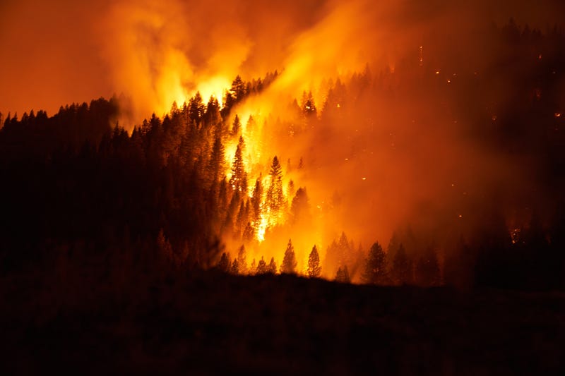 The Dixie Fire pushes through the Genesee Valley on August 21, 2021 in Genesee, California. 