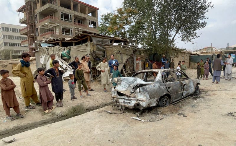 A view from the scene after at least five rockets were fired at the Afghan capital Kabul's Hamid Karzai International Airport on August 30, 2021.