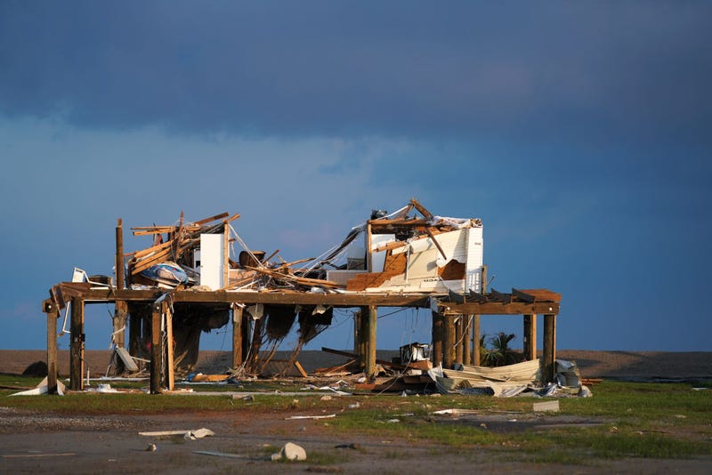 The remnants of a destroyed home are seen in the wake of Hurricane Ida on September 3, 2021 in Grand Isle, Louisiana. Ida made landfall as a Category 4 hurricane five days before in Louisiana and brought flooding, wind damage and power outages along the Gulf Coast. (Photo by Sean Rayford/Getty Images)