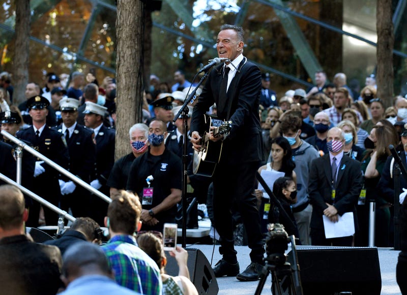 Bruce Springsteen performs at the National 9/11 Memorial and Museum ceremony commemorating the 20th anniversary of the 9/11 attacks on the World Trade Center on September 11, 2021 in New York City