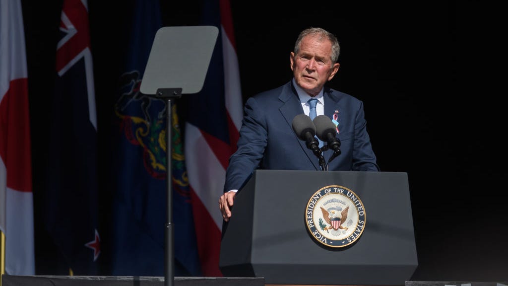 George Bush condemns 'brutal invasion of Iraq,' but means Ukraine