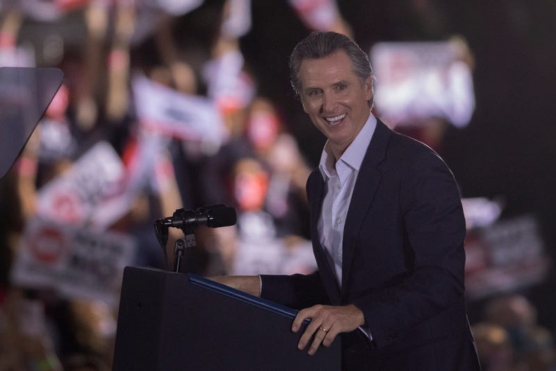 California Gov. Gavin Newsom speaks to the crowd before being joined by President Joe Biden to campaign to keep the governor in office at Long Beach City College on the eve of the last day of the special election to recall the governor on September 13, 2021 in Long Beach, California.