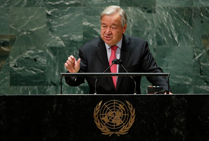 United Nations Secretary-General Antonio Guterres addresses the 76th Session of the U.N. General Assembly at U.N. Headquarters.