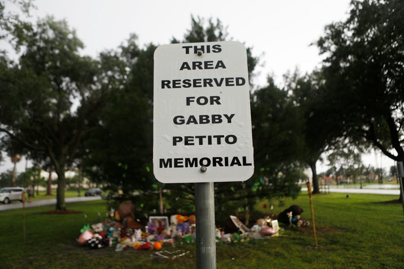 A makeshift memorial dedicated to Gabby Petito is located near City Hall on September 20, 2021 in North Port, Florida.