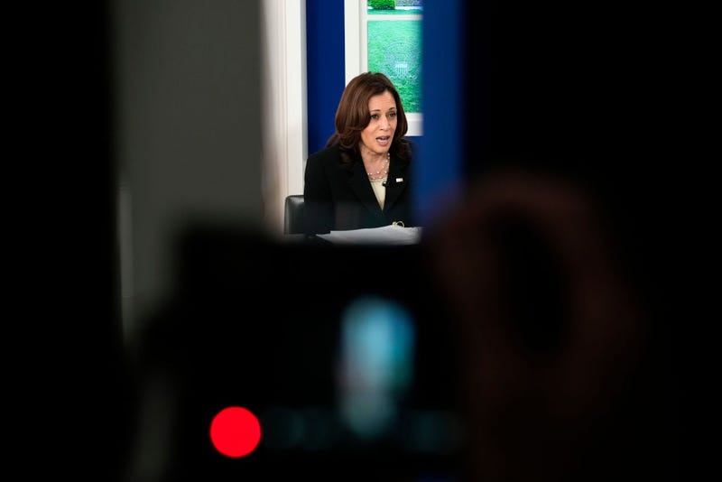 U.S. Vice President Kamala Harris speaks during a virtual United Nations General Assembly COVID-19 summit in the South Court Auditorium in the White House September 22, 2021 in Washington, DC.