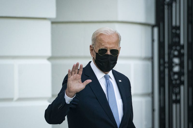 U.S. President Joe Biden speaks to members of the media on the South Lawn of the White House before boarding Marine One in Washington, D.C., U.S., on Friday, Sept. 24, 2021. 