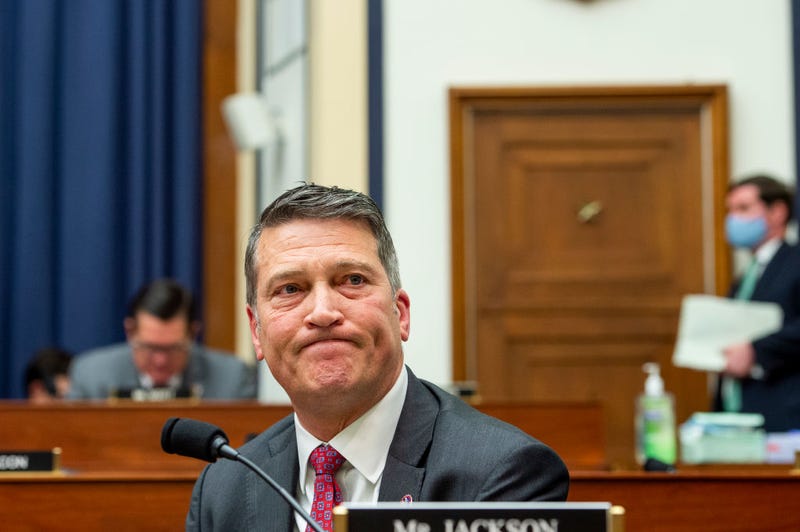 Rep. Ronny Jackson (R-TX) reacts after asking Gen. Mark A. Milley, Chairman of the Joint Chiefs of Staff if he would resign during a House Armed Services Committee hearing on Ending the U.S. Military Mission in Afghanistan in the Rayburn House Office Building at the U.S. Capitol on September 29, 2021 in Washington, DC.