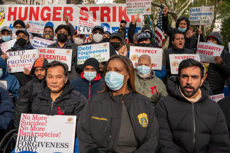 New York State Attorney General Letitia James attends a rally for The New York Taxi Workers Alliance on November 2, 2021 in New York City. 