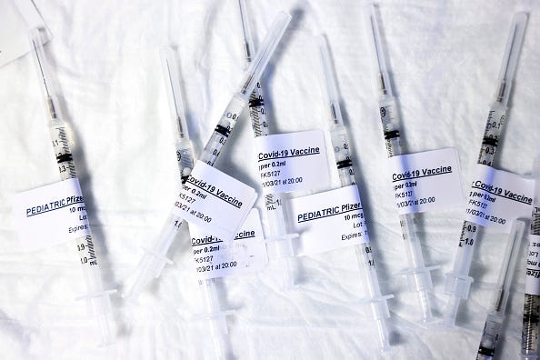 Pediatric doses of the Pfizer-BioNTech COVID-19 vaccine.