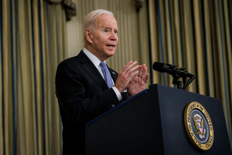 U.S. President Joe Biden speaks during a press conference in the State Dinning Room at the White House on November 6, 2021 in Washington, DC. The President is speaking after his Infrastructure bill was finally passed in the House of Representatives after negotiations with lawmakers on Capitol Hill went late into the night. (Photo by Samuel Corum/Getty Images)