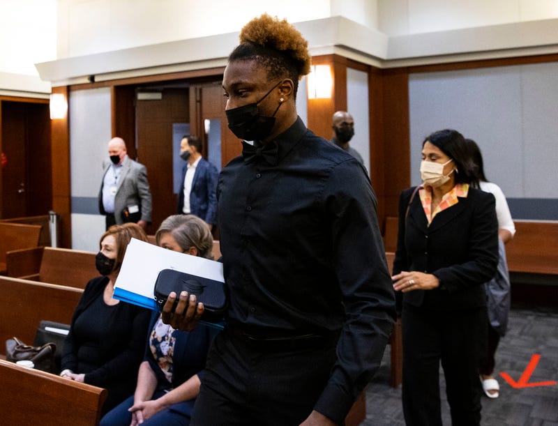  Former Las Vegas Raiders player Henry Ruggs III appears in court at the Regional Justice Center