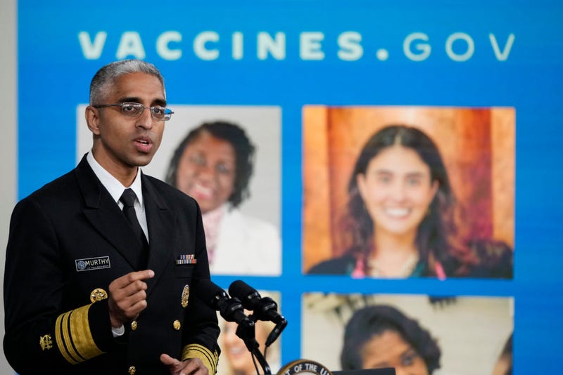 U.S. Surgeon General Dr. Vivek Murthy speaks before introducing Vice President Kamala Harris to speak about Covid-19 vaccine equity in the South Court Auditorium at the White House complex November 22, 2021 in Washington, DC. (Photo by Drew Angerer/Getty Images)