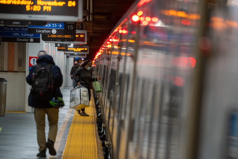 A Long Island Rail Road train at Penn Station on Nov. 24, 2021