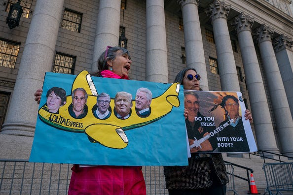 People outside the trial for Ghislaine Maxwell. 