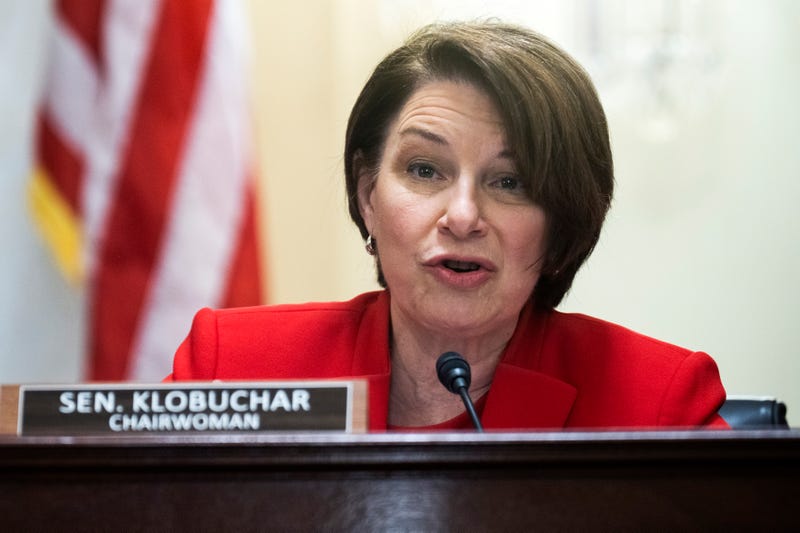 Chairwoman Amy Klobuchar, D-Minn., questions U.S. Capitol Police Chief J. Thomas Manger during the Senate Rules and Administration Committee oversight hearing on January 5, 2022 in Washington, D.C.