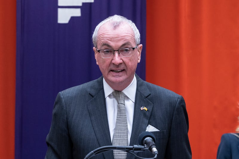 New Jersey Governor Phil Murphy speaks during First Lady Dr. Jill Biden visit of Bergen Community College with Secretary of Education Miguel Cardona.