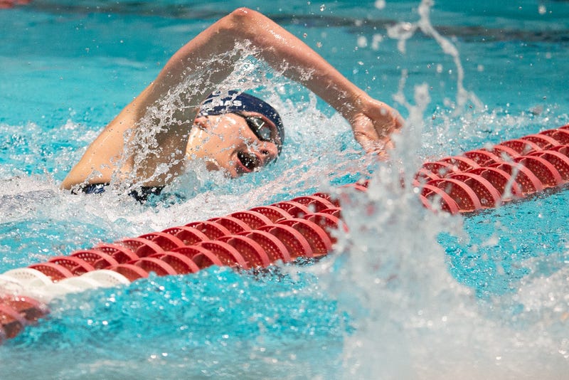 University of Pennsylvania swimmer Lia Thomas swims during the 200 yard freestyle during the 2022 Ivy League Women's Swimming and Diving Championships at Blodgett Pool on Feb. 18, 2022 in Cambridge, Massachusetts.